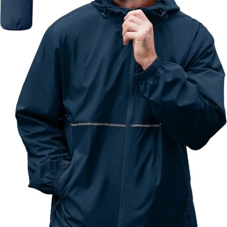 Men's Raincoat, Waterproof Hooded, Lightweight Raincoat, Golf, Hiking, Camping, Cycling