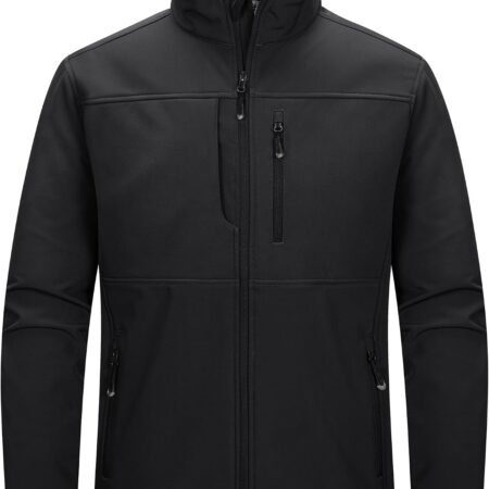 Men's Lightweight Softshell Jacket, Warm Fleece Lined, Windproof and Waterproof Softshell, Outdoor Hiking