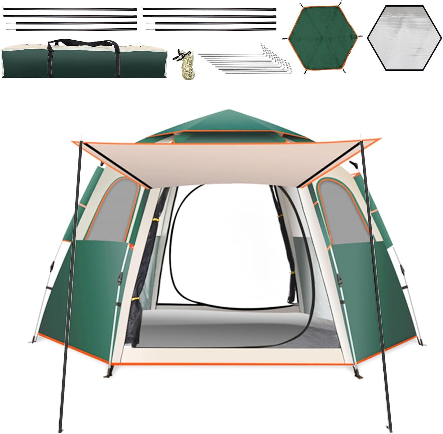 Large Camping Tent, 87 inches long, 73 inches wide, 40 inches high