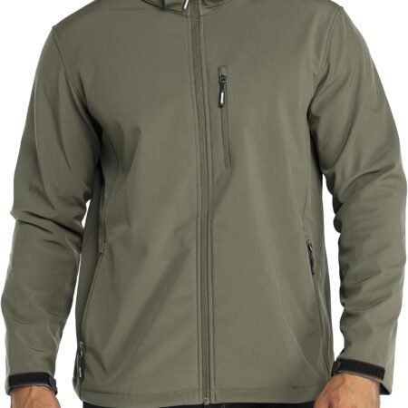 Men's Lightweight Softshell Jacket Fleece Lined Hooded Water Resistant Winter Hiking Windbreaker Jackets