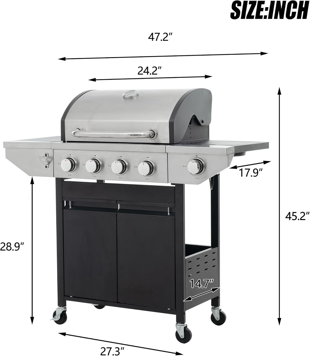 4-Burner Propane BBQ Grill with Side Burner - Image 2
