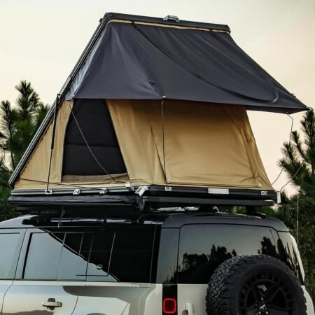 Roof tent (hard-shell): For 2-4 people; includes an aluminum telescopic ladder and LED light strip.