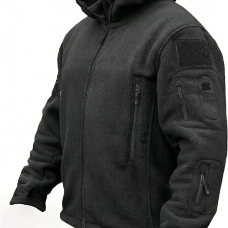 Men's Tactical Jacket, Fleece Lined, Full-Zip Military Hood, Windproof and Warm Winter Jacket