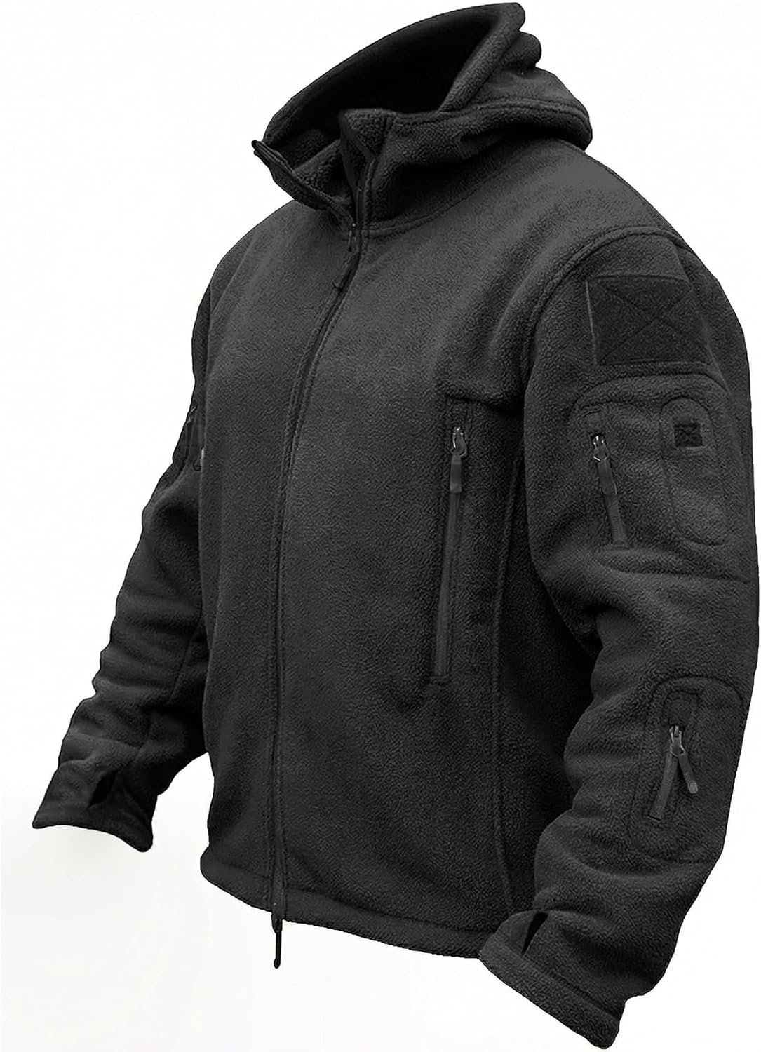 Men's Tactical Jacket, Fleece Lined, Full-Zip Military Hood, Windproof and Warm Winter Jacket