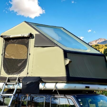 Inflatable Rooftop Tent: Equipped with an inflatable mattress, retractable ladder, and retractable awning