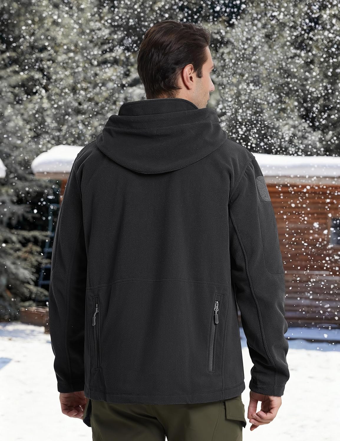 Men's Tactical Jacket, Fleece Lined, Full-Zip Military Hood, Windproof and Warm Winter Jacket - Image 2
